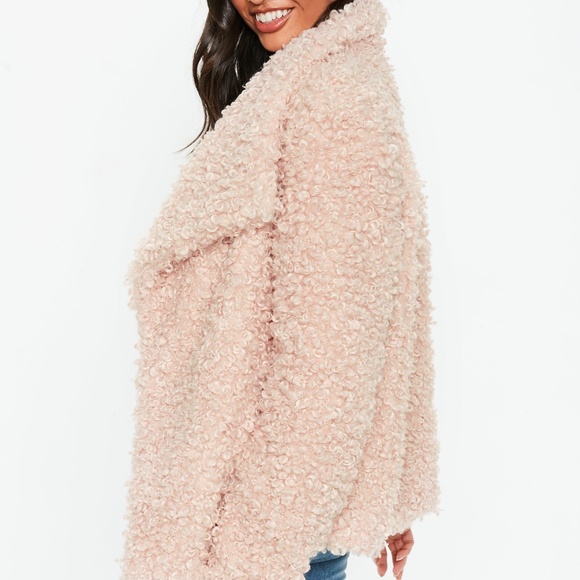 Missguided Pink Shaggy Waterfall Faux Fur Jacket - Picture 3 of 5